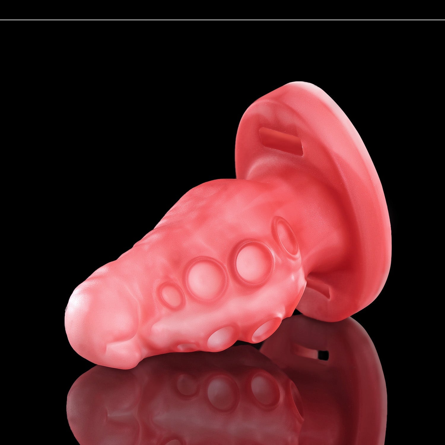 Close-up of suction cups on the bdsm mouth gag silicone mouth plug.