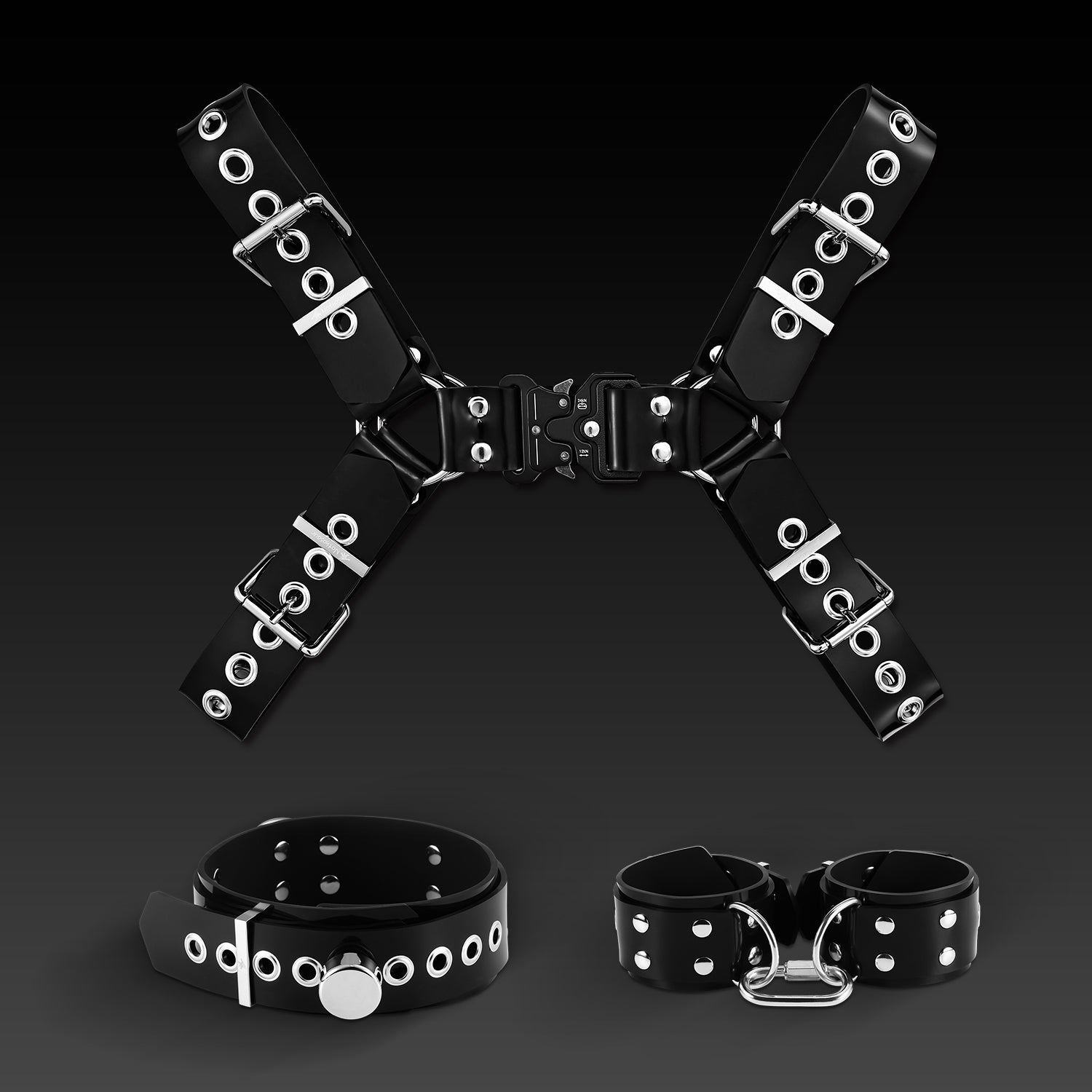 Silicone Gear Comdo: Buckle Harness & Cuffs & Collar