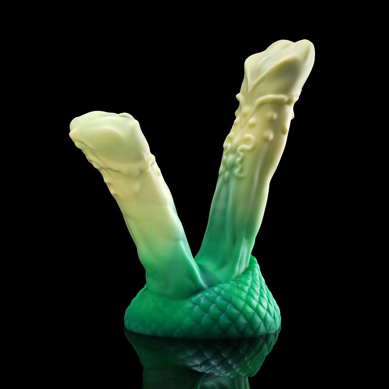 a green double dong fantasy dildo